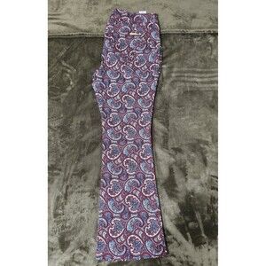 IMAN Women's Zip Up Boot Cut Paisley Pants Dark Red Size 14